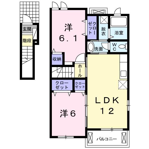 八王子市泉町のアパートの間取り