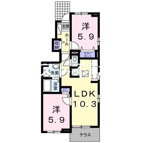 出水市向江町のアパートの間取り