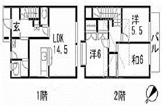 広島市安佐南区東野のアパートの間取り