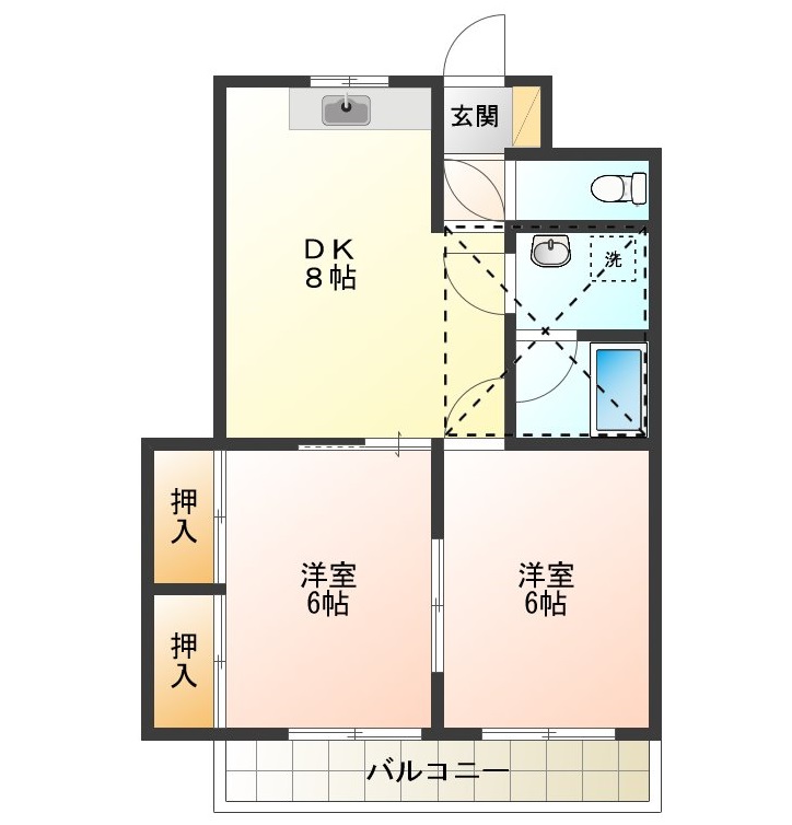 阿南市羽ノ浦町宮倉のマンションの間取り