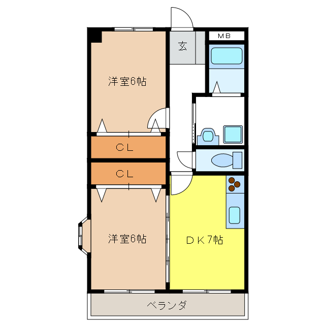 各務原市鵜沼三ツ池町のマンションの間取り