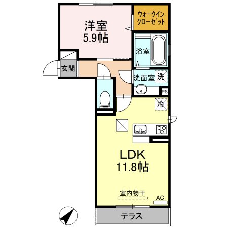 熊本市東区御領のアパートの間取り