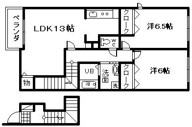 南海本線 春木駅 徒歩14分 2階建 築17年の間取り写真