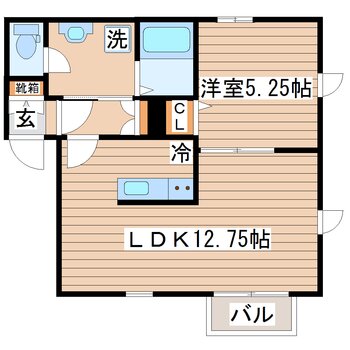ＪＲ東北本線 東仙台駅 徒歩8分 2階建 築22年の間取り写真