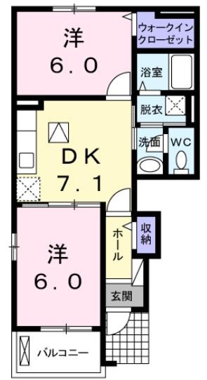 大竹市南栄のアパートの間取り