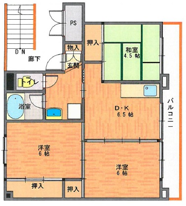 ビレッジハウス保原　２号棟の間取り