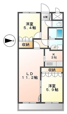 姫路市大津区天満のアパートの間取り