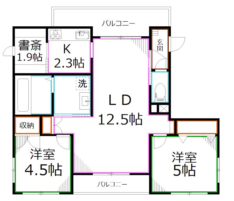 国分寺市泉町のマンションの間取り