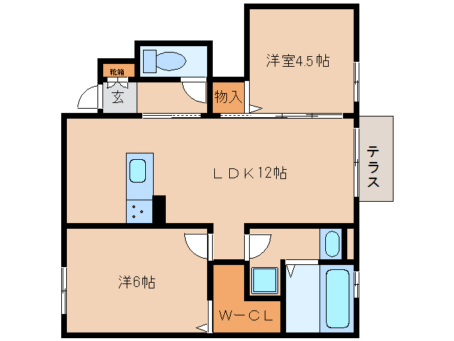 木津川市城山台のアパートの間取り