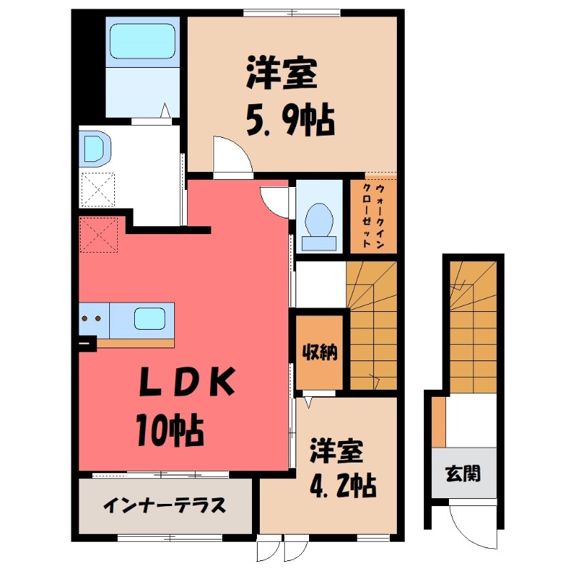 栃木市平柳町のアパートの間取り