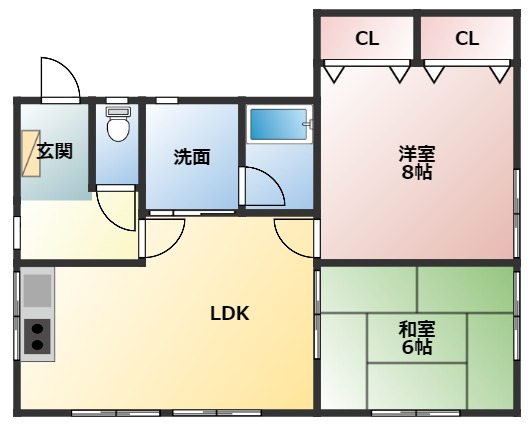 丸亀市郡家町のアパートの間取り