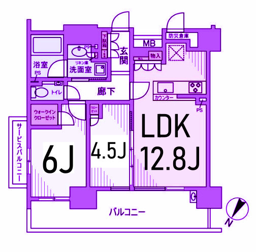 横浜市西区西平沼町のマンションの間取り