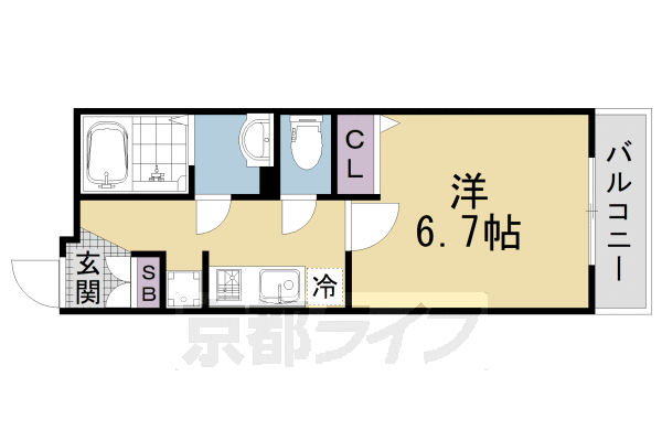 【京都市中京区壬生賀陽御所町のマンションの間取り】