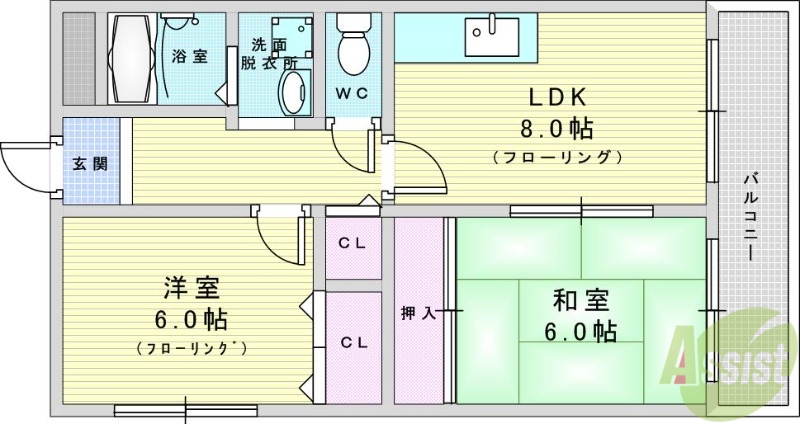 大阪市西淀川区大和田のマンションの間取り