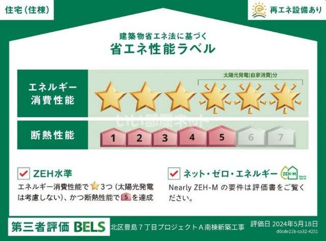 【（仮）北区豊島7丁目PJ A棟の省エネ性能ラベル】