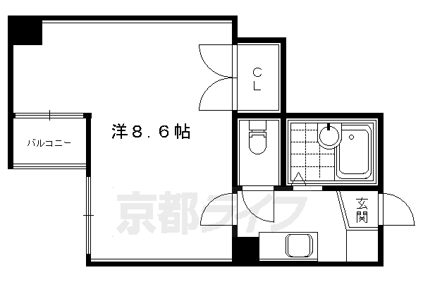 京都市中京区聚楽廻東町のマンションの間取り