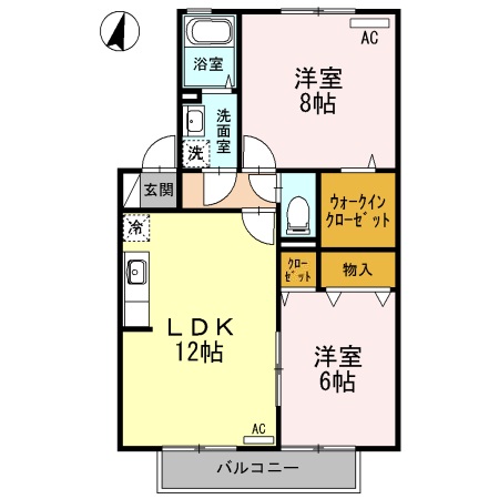 福山市引野町のアパートの間取り