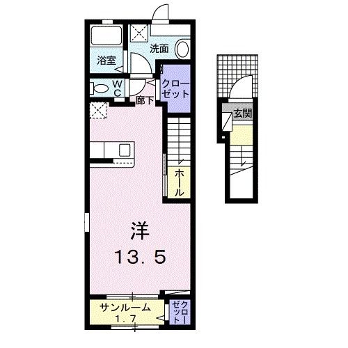 角田市梶賀のアパートの間取り