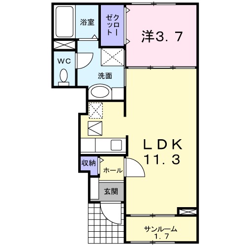 胎内市東本町のアパートの間取り