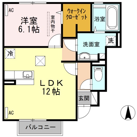 寒河江市新山町のアパートの間取り