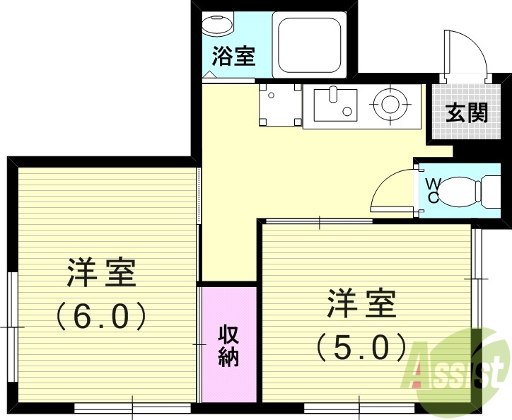 神戸市東灘区魚崎北町のマンションの間取り