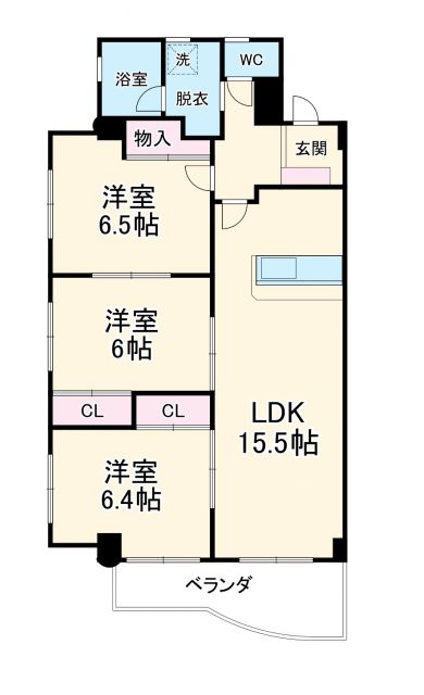 春日井市知多町のマンションの間取り