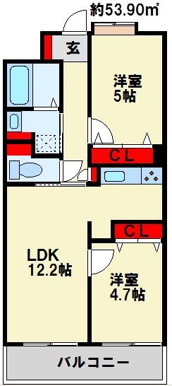 ソレアード苅田の間取り