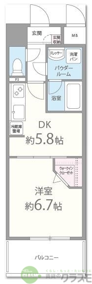 高槻市上牧南駅前町のマンションの間取り