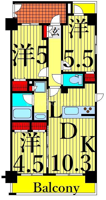 台東区東浅草のマンションの間取り