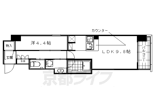 京都市中京区樽屋町のマンションの間取り