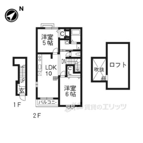 宇治市木幡のアパートの間取り