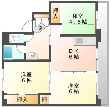 津山市西中のマンションの間取り