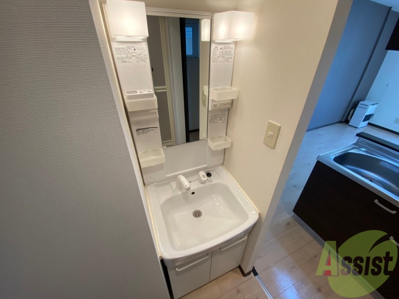 洗面設備　シャンプードレッサー。身支度はここでばっちりですね。