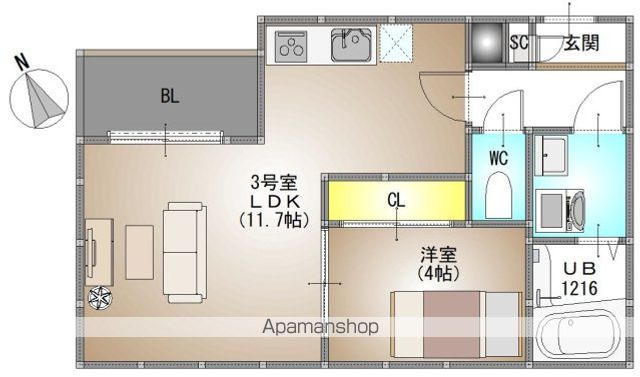 岡山電軌東山本線 中納言駅 徒歩5分 3階建 新築の間取り写真