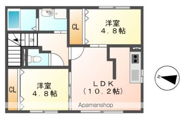 ＪＲ函館本線 五稜郭駅 徒歩18分 2階建 築13年の間取り写真
