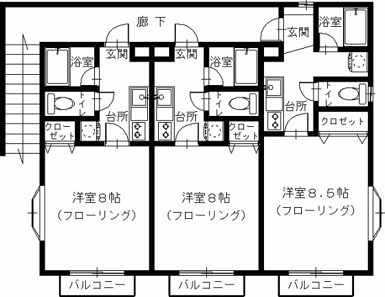 仙台市青葉区国見のアパートの間取り