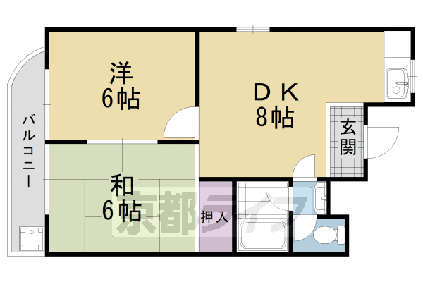 京都市伏見区向島善阿弥町のマンションの間取り