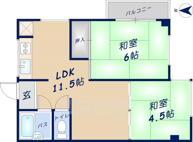 東大阪市昭和町のマンションの間取り