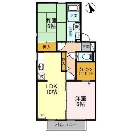 加西市北条町古坂のアパートの間取り