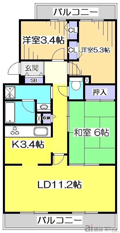 【府中市天神町のマンションの間取り】