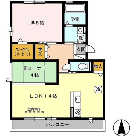 各務原市蘇原花園町のアパートの間取り