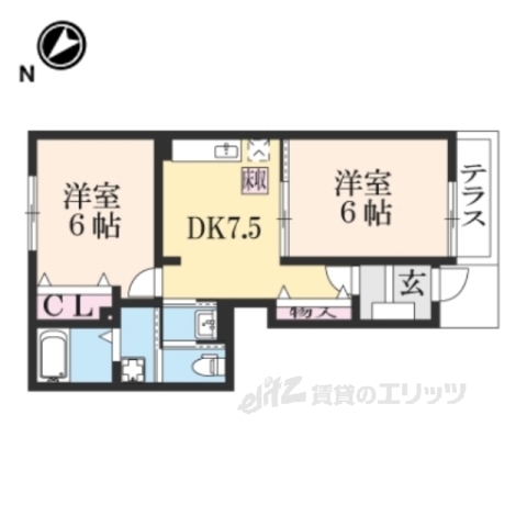 甲賀市水口町北脇のアパートの間取り