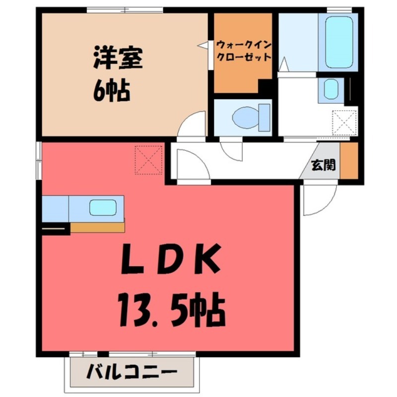 真岡市熊倉のアパートの間取り