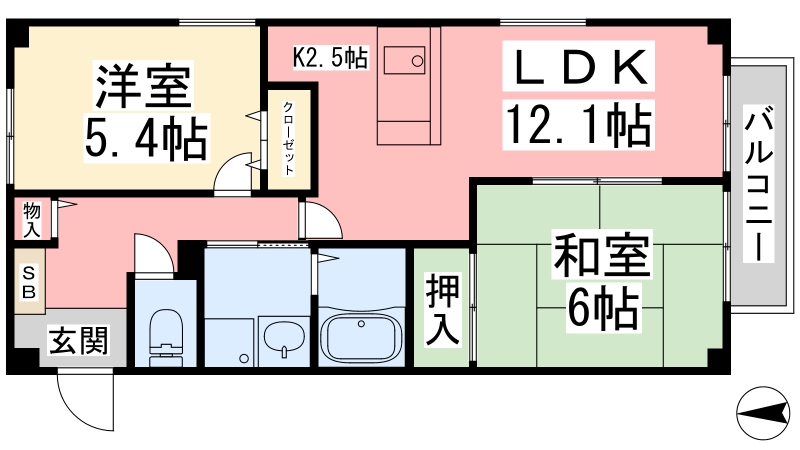 フォブールＮ-ＴＯＷＮ　B棟の間取り