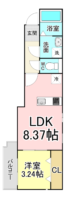 北九州市戸畑区千防のアパートの間取り