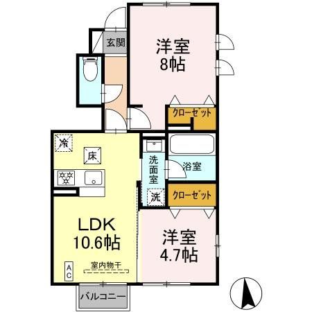 茅ヶ崎市萩園のアパートの間取り