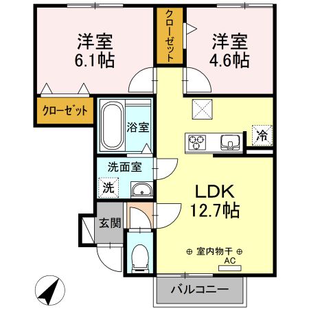 静岡市駿河区中島のアパートの間取り