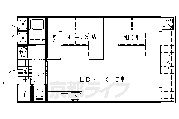 京都市伏見区小栗栖牛ケ淵町のマンションの間取り