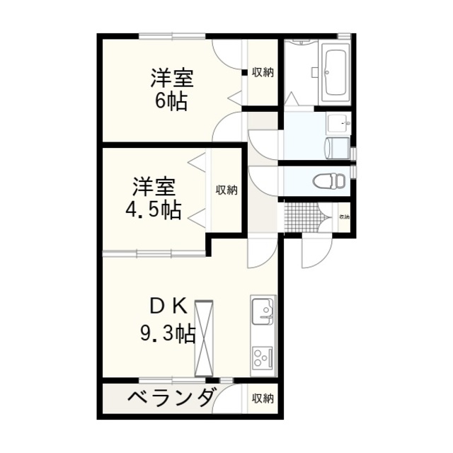 高崎市吉井町中島のアパートの間取り