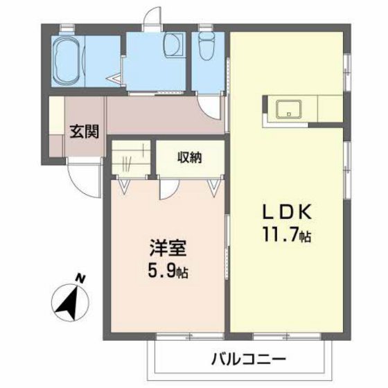 大竹市南栄のアパートの間取り